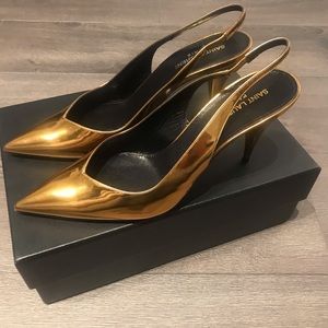 Saint Laurent Kiki 85 sling back Egypt gold
